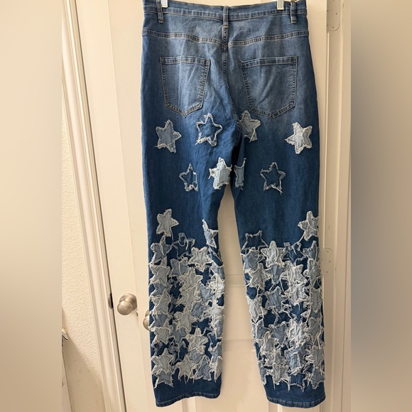 Fashion Nova Blue Star Straight Leg Jeans - Picture 2 of 4